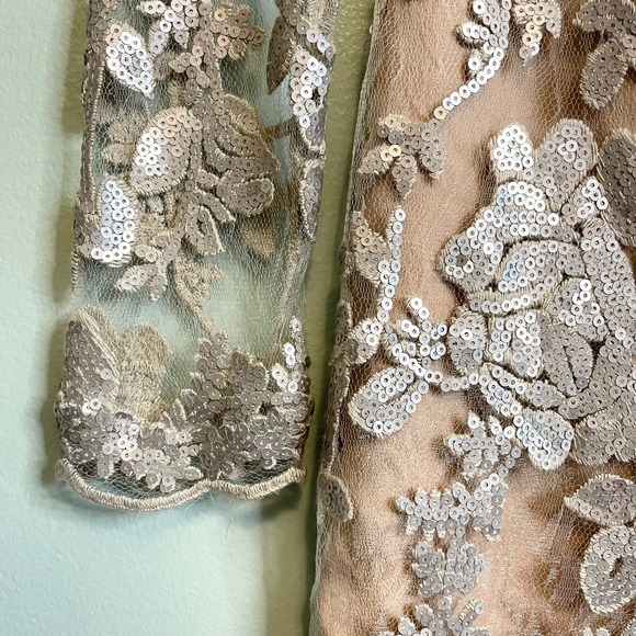 Dress The Population Women's Lace Floral Sequin Long Sleeve Formal Dress Size XS - Picture 14 of 15